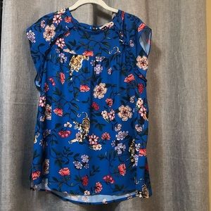 Loft Royal Blue Printed Blouse - Size Large